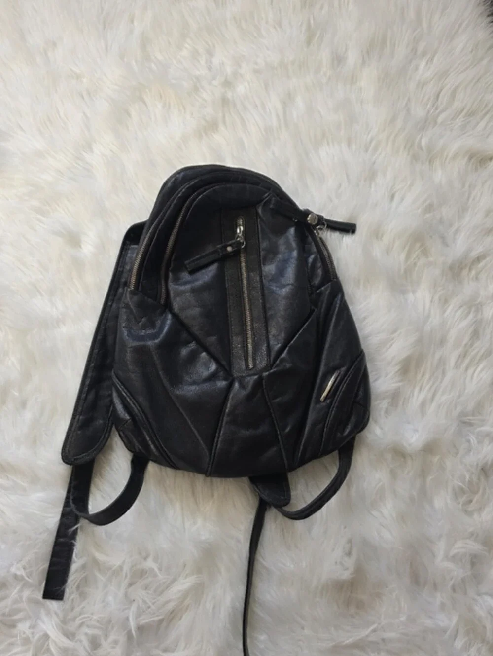 Dautore Black Quilted Backpack with Top Zipper Pocket